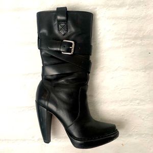 Micheal Kors Black Leather high healed Boots